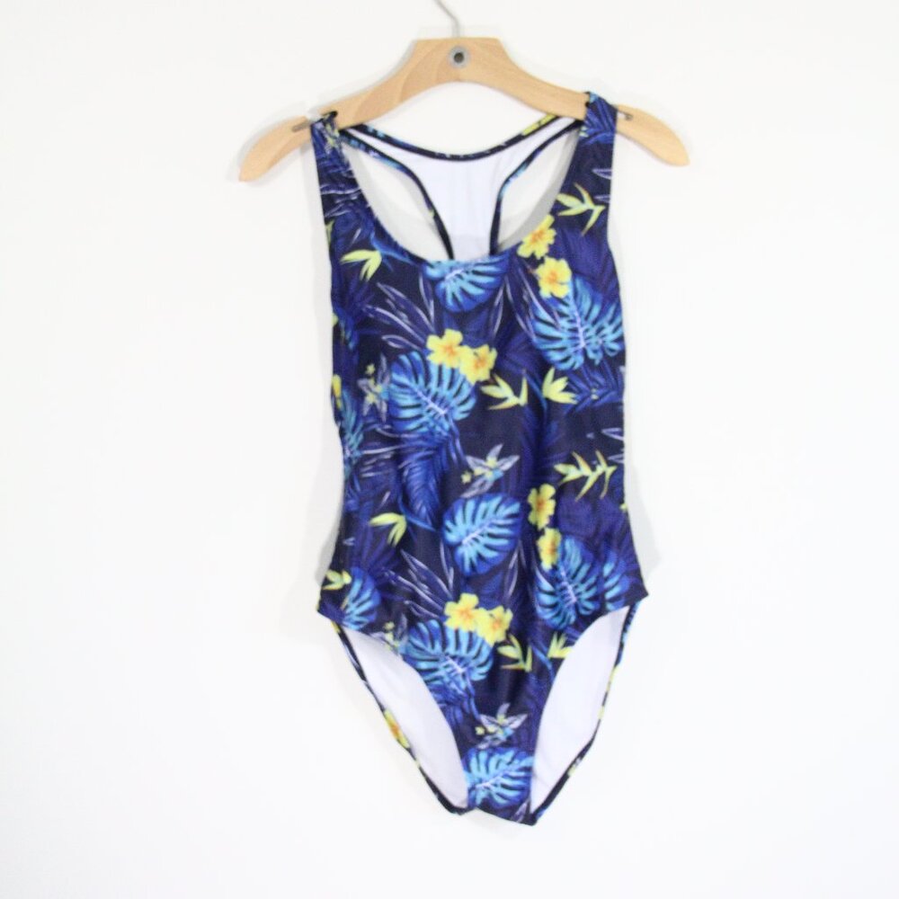 Women One Piece Swimsuit New Medium Nicole Miller Bathing Suit blue print pool